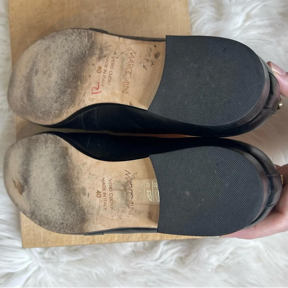 Marc Cain Black Leather Slip-On Loafers
